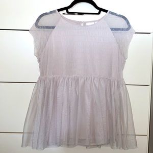Cream Short Sleeve Ruffled Blouse